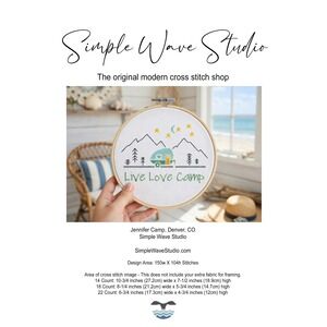 RV Camping Camper Live Love Camp Counted Cross Stitch Chart‎